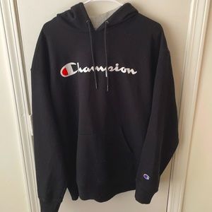 Men’s Champion Black Hoodie w/ Grey Inside